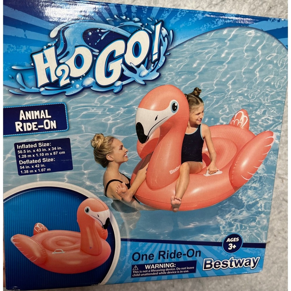 Bestway H2OGO! Flamingo Inflatable Pool Float Animal Ride-On Pink Ages 3+ New